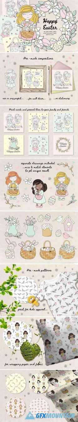 Happy Easter Illustration Set