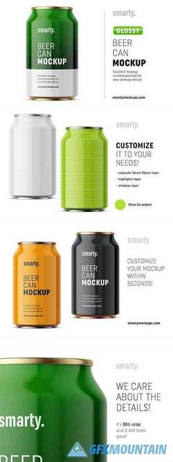 Glossy drink can mockup front 3370908