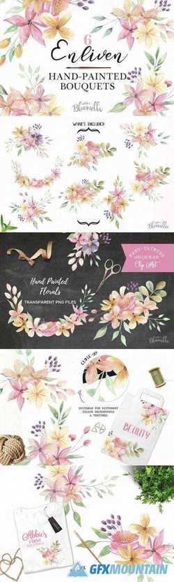 Watercolor Floral Bouquets Pink - 2726308