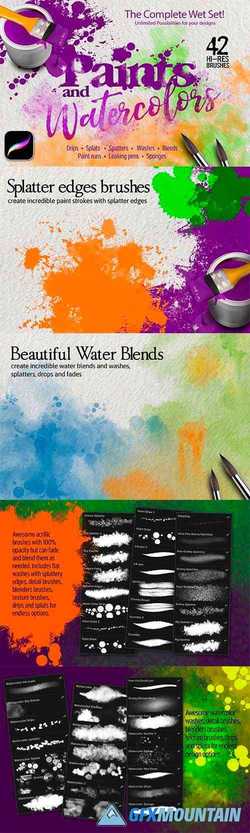 42 Paints and Watercolors Brushes 3420671