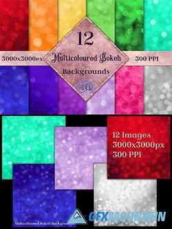 Multicoloured Bokeh Backgrounds - 12 Image Textures Set 240152