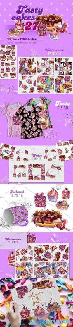 Tasty cakes violet Watercolor png - 3739021