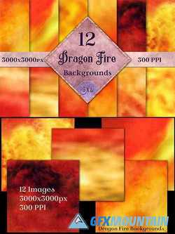 Dragon Fire Backgrounds - 12 Image Textures Set - 253092