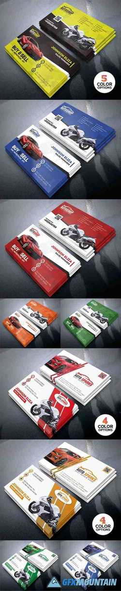 Rent & Auto Repair a Car & Motorcycle Business Cards PSD Templates