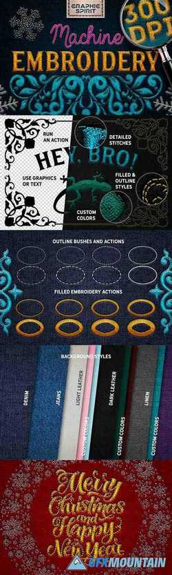 Machine Embroidery Actions For Adobe Photoshop - 23583687