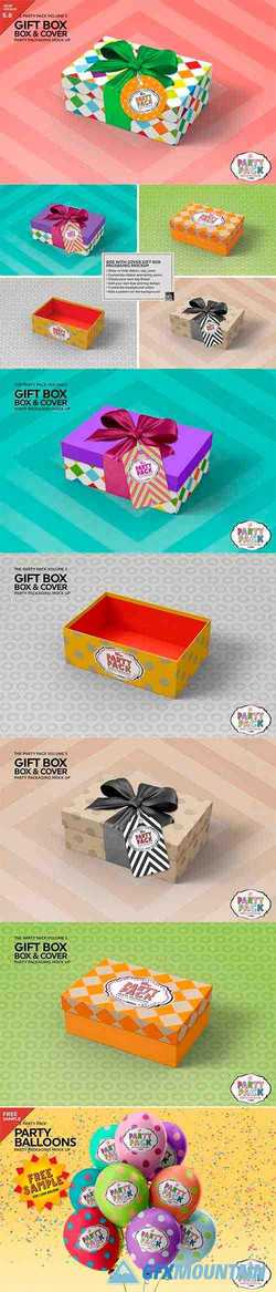 Gift Box with Cover Packaging Mockup 3733922