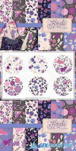 Flora 25 Purple Seamless Patterns - 3784253