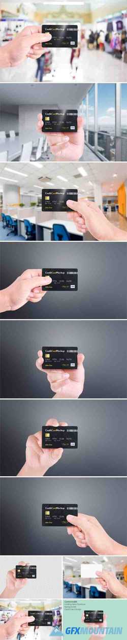 Credit Card PSD Mockup With 4 Positions