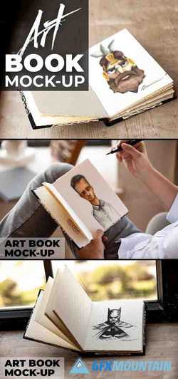 Realistic Artbook PSD Mockups