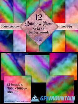 Rainbow Colour Glass Backgrounds - 12 Image Textures Set - 275084