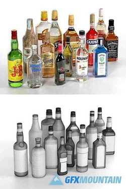 Collection of Alcoholic Drinks 3D model