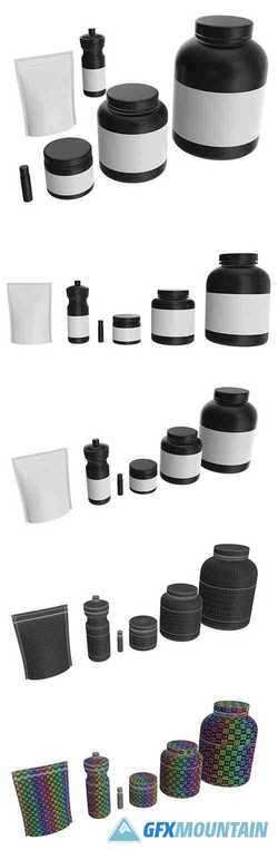 Nutrition Container pack for mockup 3D Model Collection