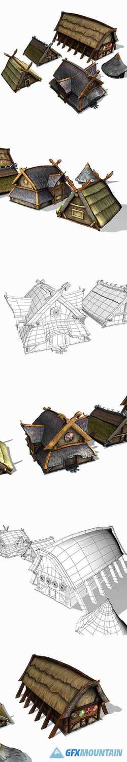 Viking Building Pack Low-poly 3D model