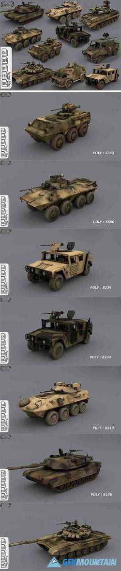 Army vehicles - Ready for games Low-poly 3D model