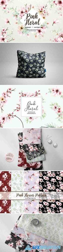 Pink Floral - Sakura Watercolor Set