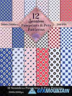 Seamless Pawprints & Pets Patterns