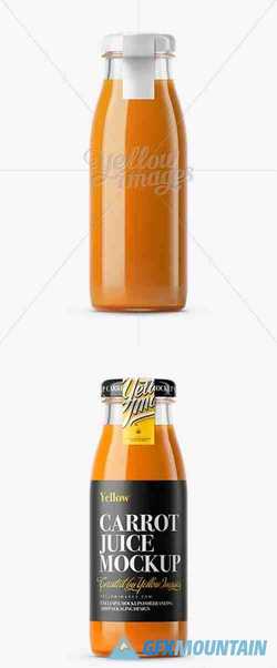 Carrot Juice Glass Bottle with a Tag Mockup