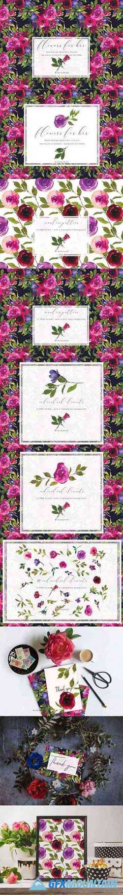 Watercolor Rose Clipart Collection 1652853