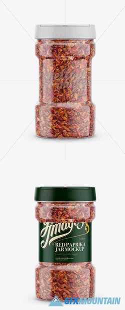 Download Round Plastic Spice Jar With Red Paprika Mockup Front View Free Download Graphics Fonts Vectors Print Templates Gfxmountain Com