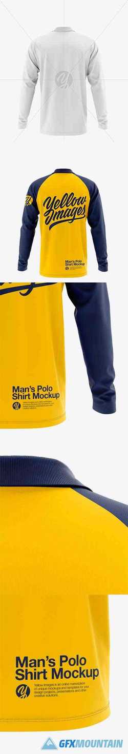 Men's Raglan Long Sleeve Polo Shirt Mockup