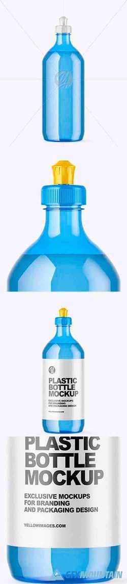 Blue Plastic Bottle with Squeeze Cap Mockup