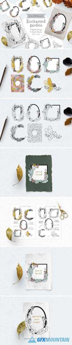 Fall Floral Clipart Frames and Stamps 1712089