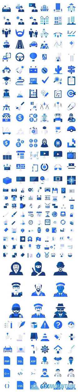 500+ Blu Icons Set