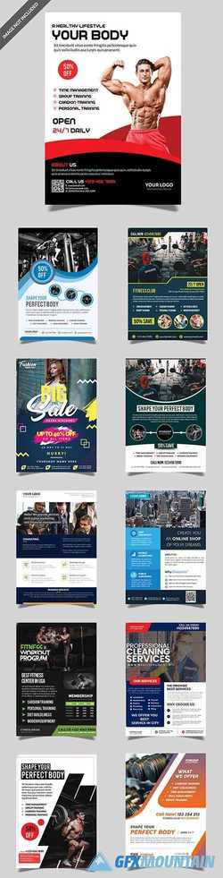 Fitness and Corporate Flyers PSD Bundle