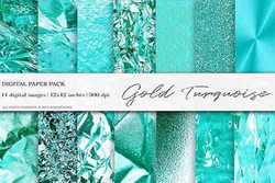 Turquoise Gold Digital Papers - 4060248