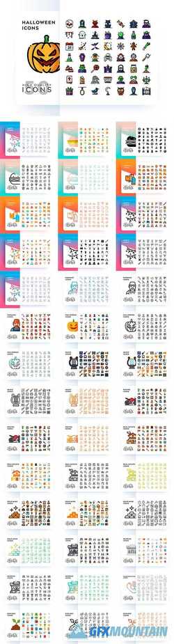 Set of Different Styles and Items Vector Icons More 2000 Icons