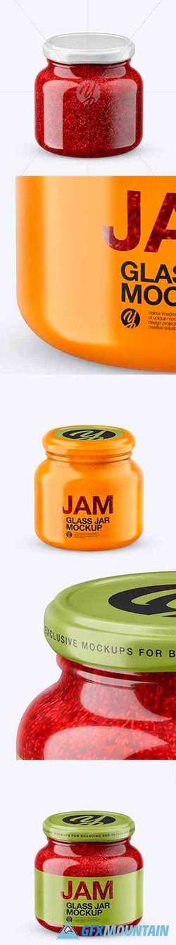 Glass Raspberry Jam Jar in Shrink Sleeve