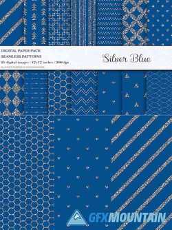 Blue Silver Digital Papers - 4107828
