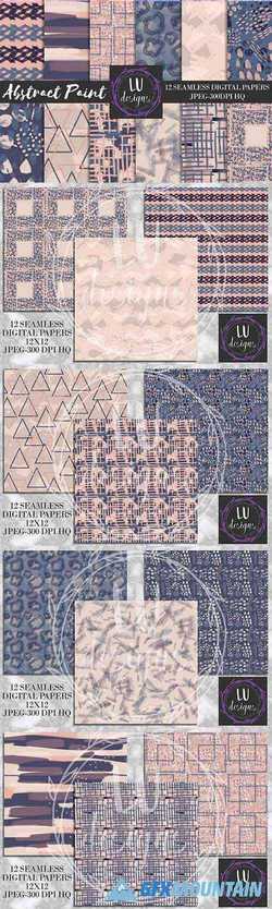 Navy and Nude Abstract Paint Patterns - 58889