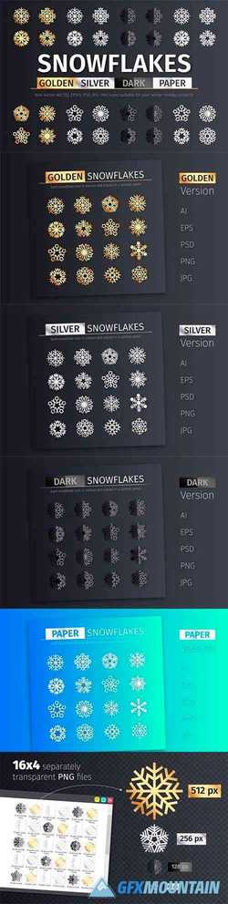 Golden and Silver Snowflake Icons 2112781
