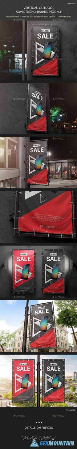 Vertical Outdoor Advertising Banner Mockup 24844153