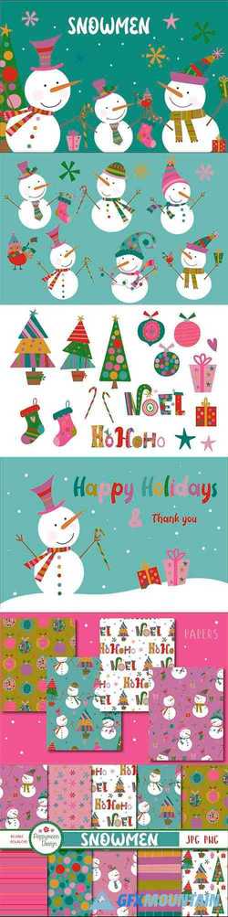 Snowmen clipart and paper 