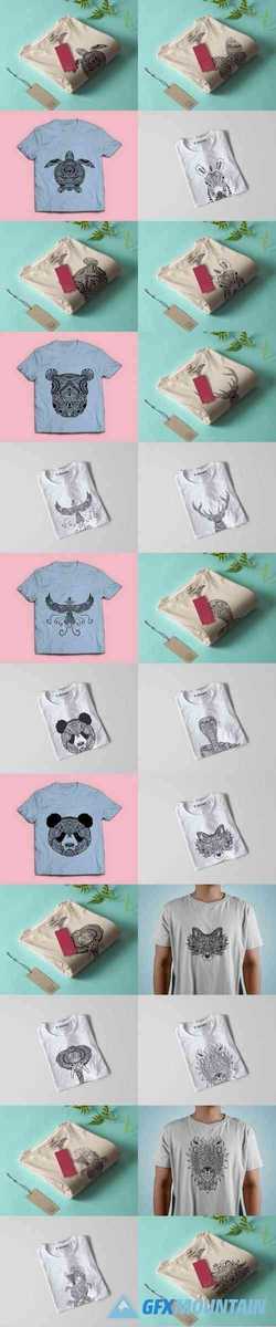 Animals T-shirt Design Vector Illustration Bundle