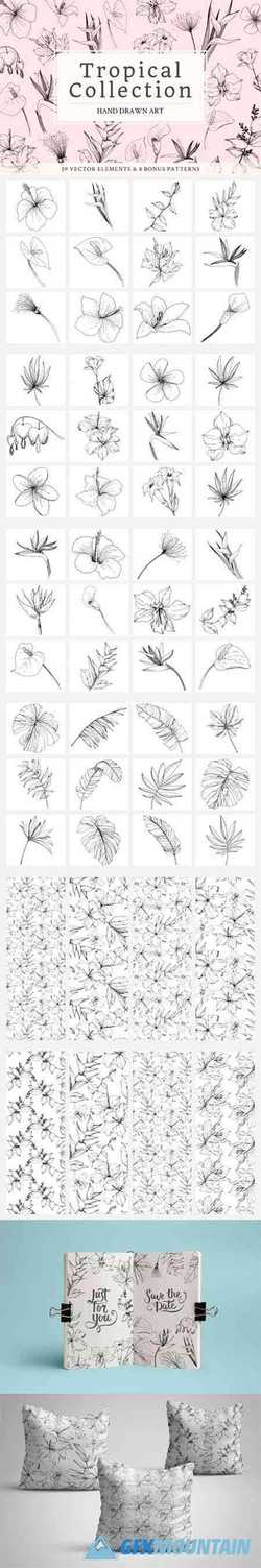 Vector - Tropical Leaves and Flowers 2011317