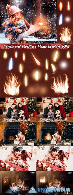 CHRISTMAS OVERLAYS CANDLE FLAME PNG FIREPLACE OVERLAYS - 410319