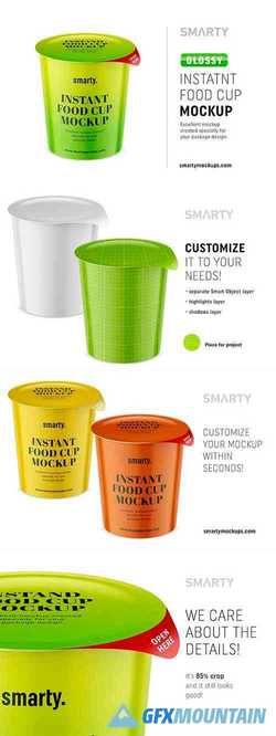 Glossy instant food cup mockup 4358120