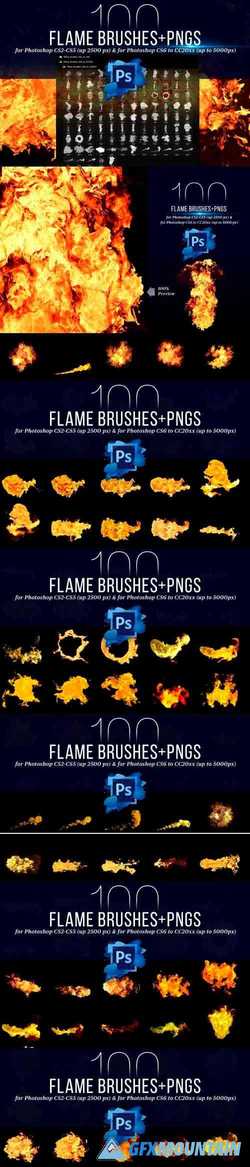 100 Photoshop Flame Brushes + PNGs 4420561