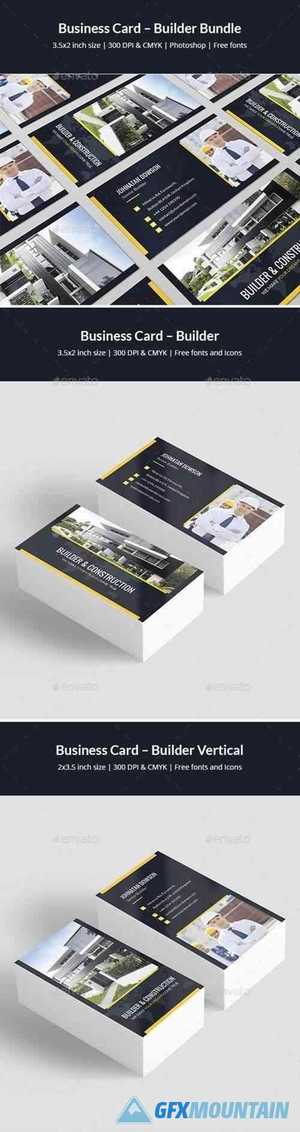 Business Card – Builder Bundle Print Templates 2 in 1 25511706