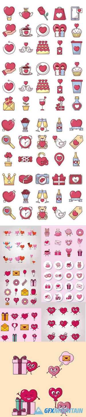Bundle of Valentines Day Vector Icons