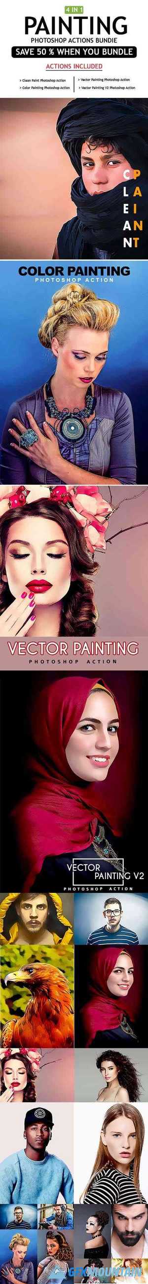 Painting 4 IN 1 Photoshop Actions Bundle - 25490966