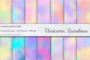 Unicorn Rainbow Foil Digital Papers - 4497355