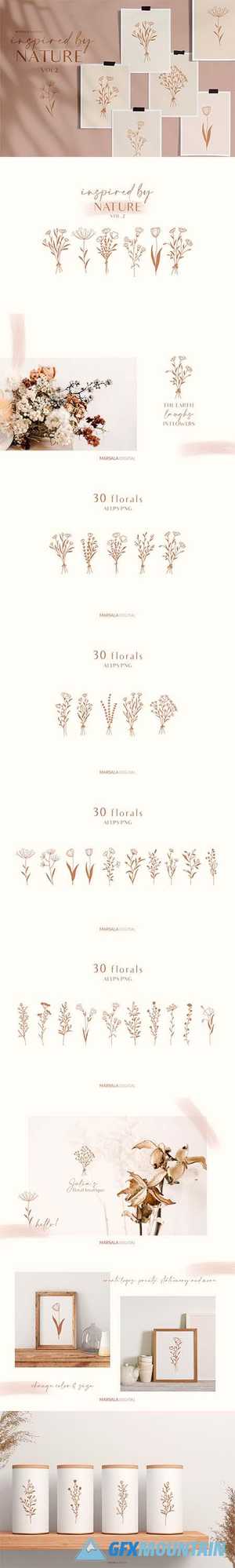 Floral Line Drawings Logo Elements 4458426