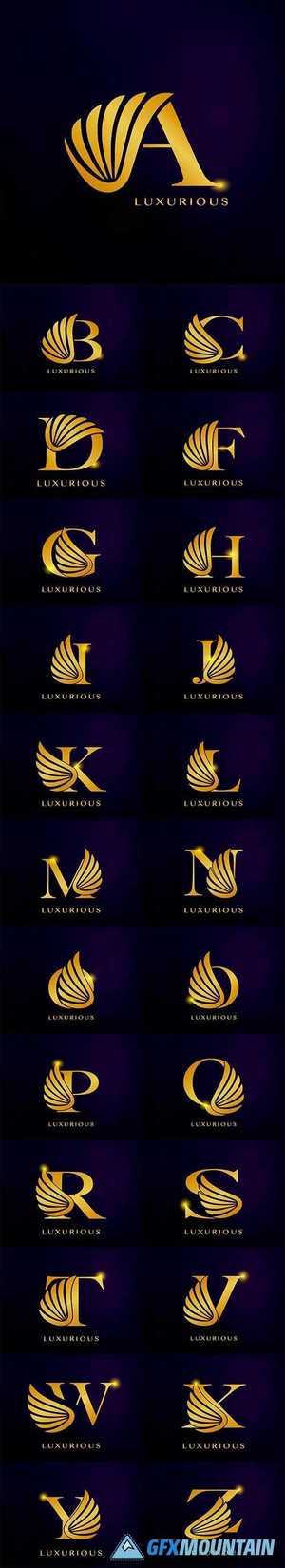 Elegance luxurious wing initial letter logo icon vector design
