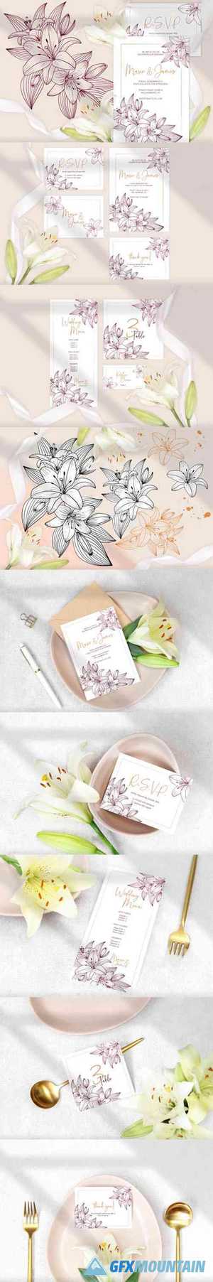 Lilies Wedding Invitation Template Cards 2769493