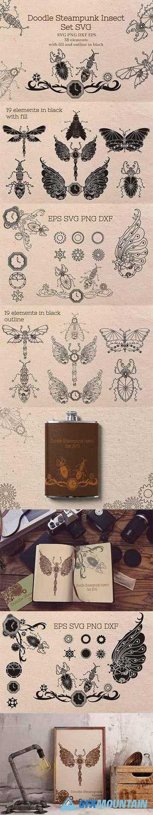 Doodle Steampunk Insect Set SVG - 472464