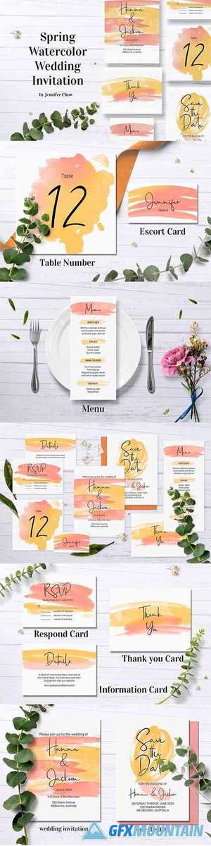 Spring Watercolor Wedding Stationery Set - 477629